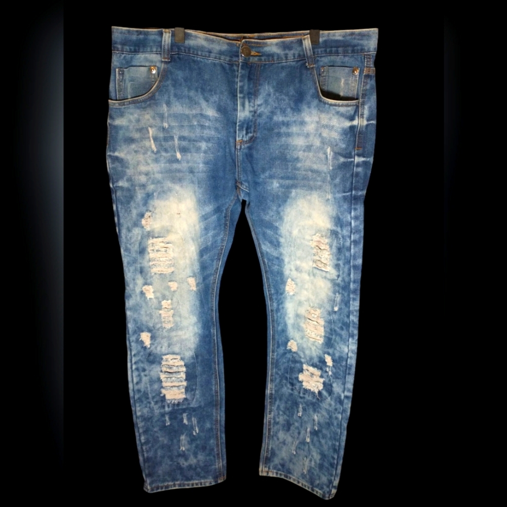 Men's GS115 Blue Distressed Jeans 40x33